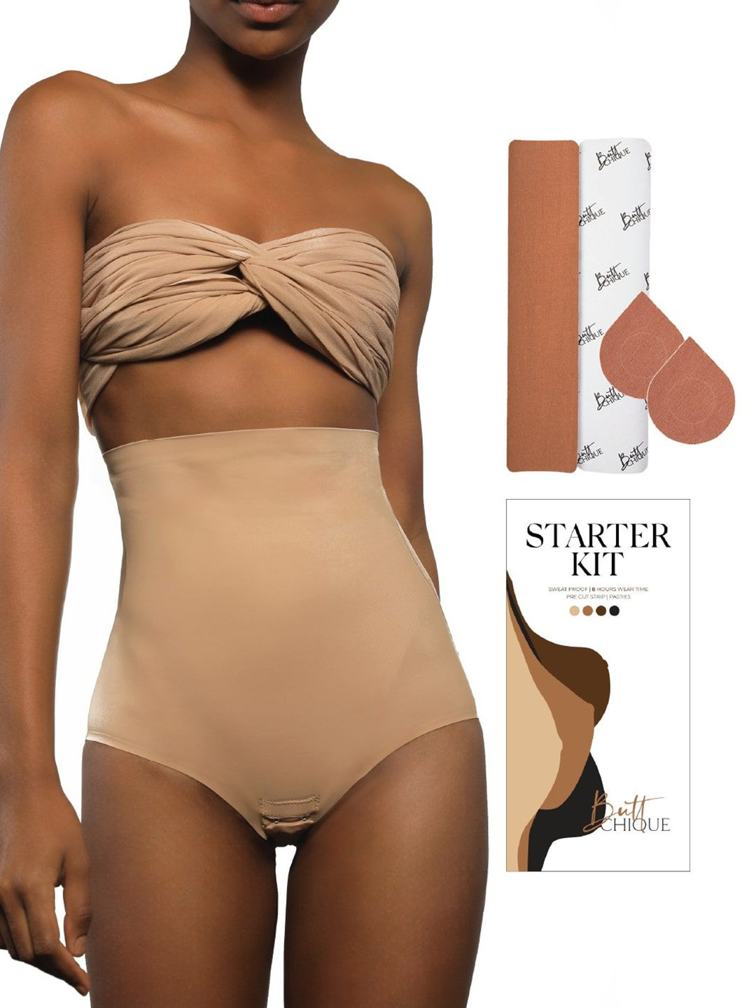 Butt-Chique 3 Piecs Tummy Control Shapewear Starter Kit Of Pasties & Body Tape