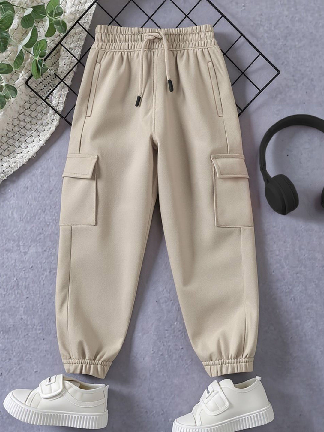 YK X Trampoline Kids Relaxed Fit Cotton Mid-Rise Joggers