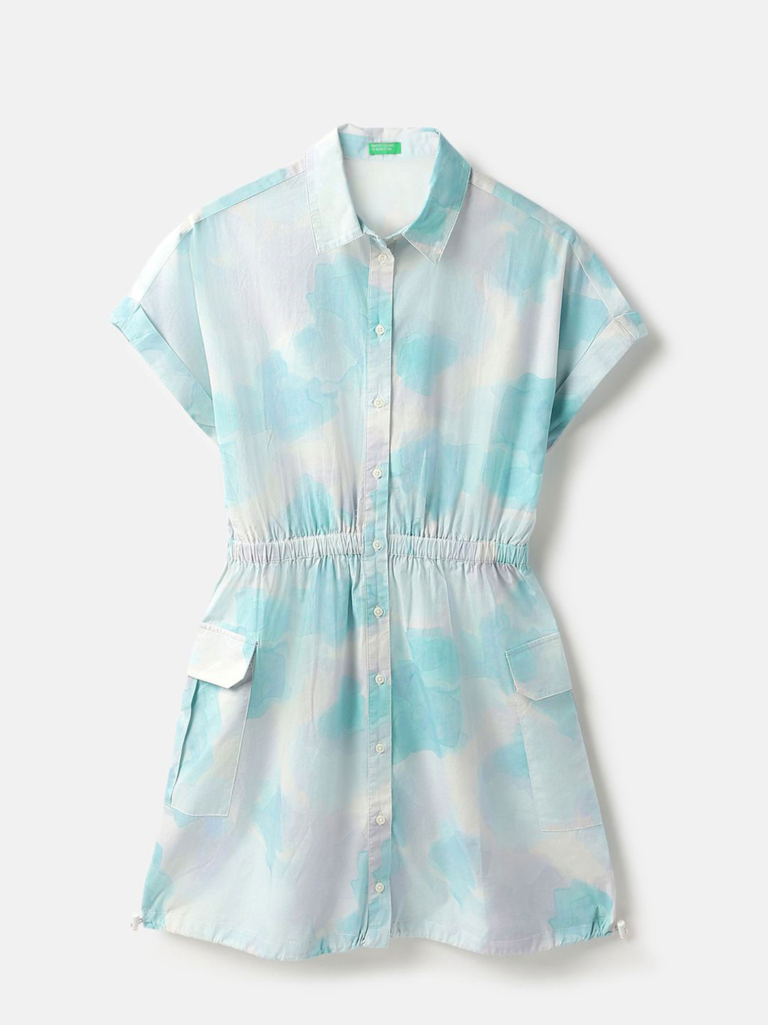 United Colors of Benetton Girls Tie and Dye Dyed Extended Sleeves Above Knee Shirt Dress