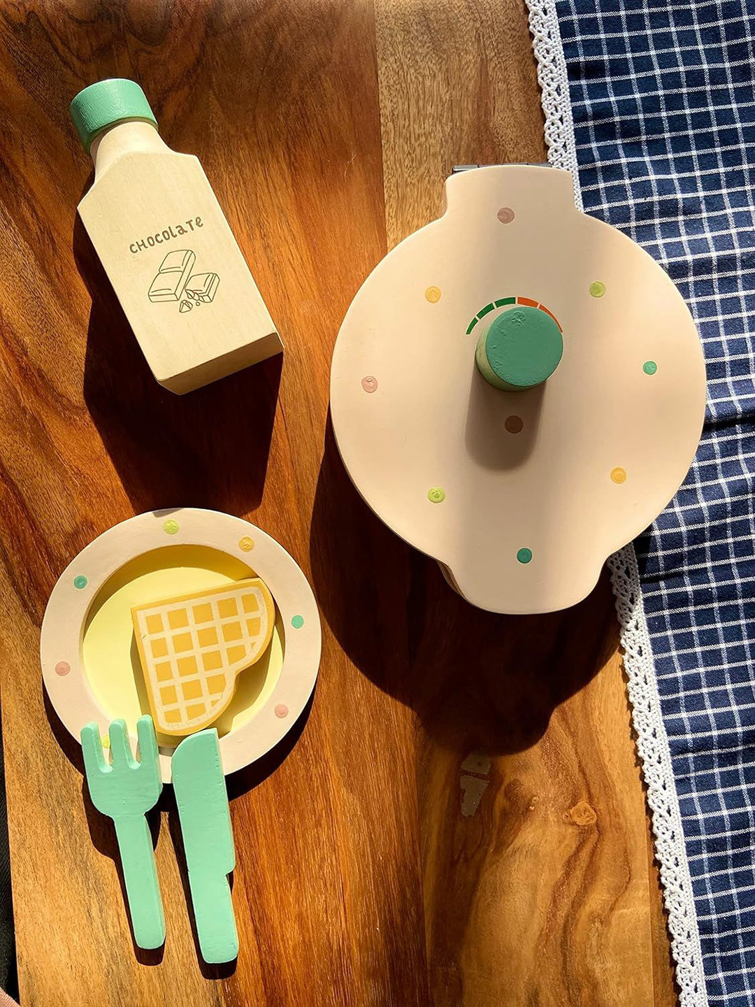 Playbox Kids Wooden Imagination & Creativity Waffle Maker