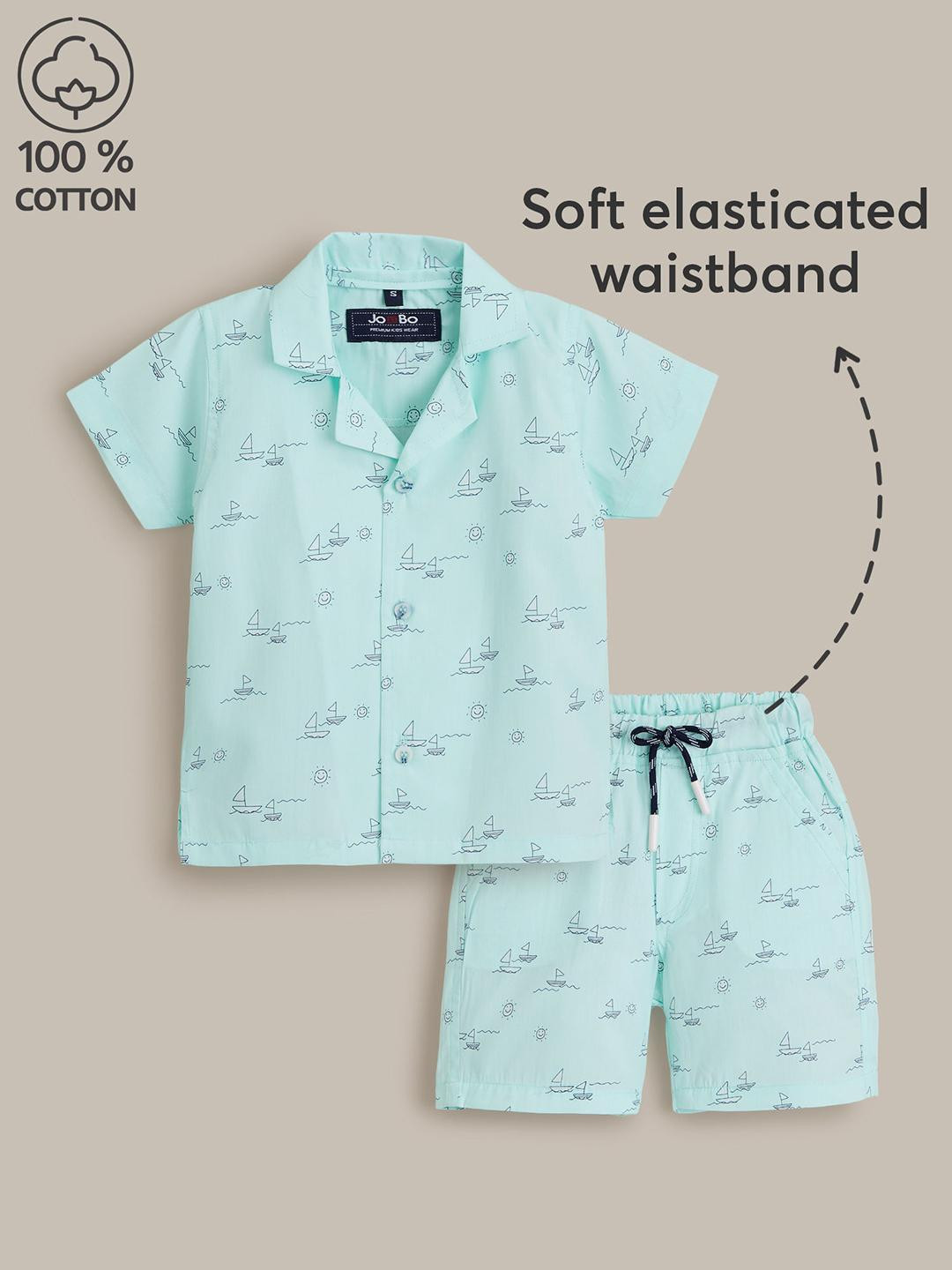 Hopscotch Kids Boys 2-Pc Sailboat Dreams Cotton Shorts Set