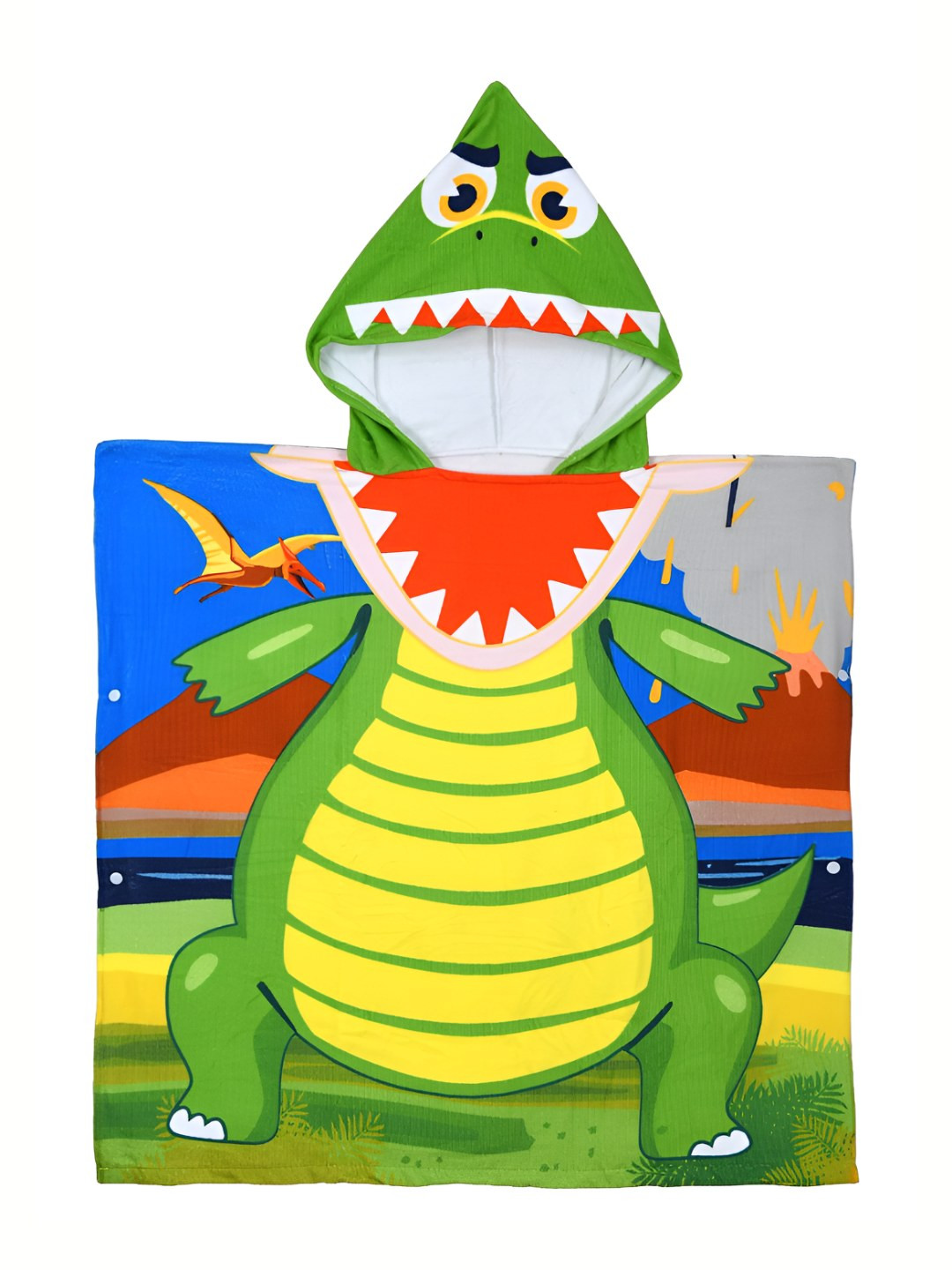 Cortina Kids Full Sleeves Babyhug Crocodile Hooded Bath Robe