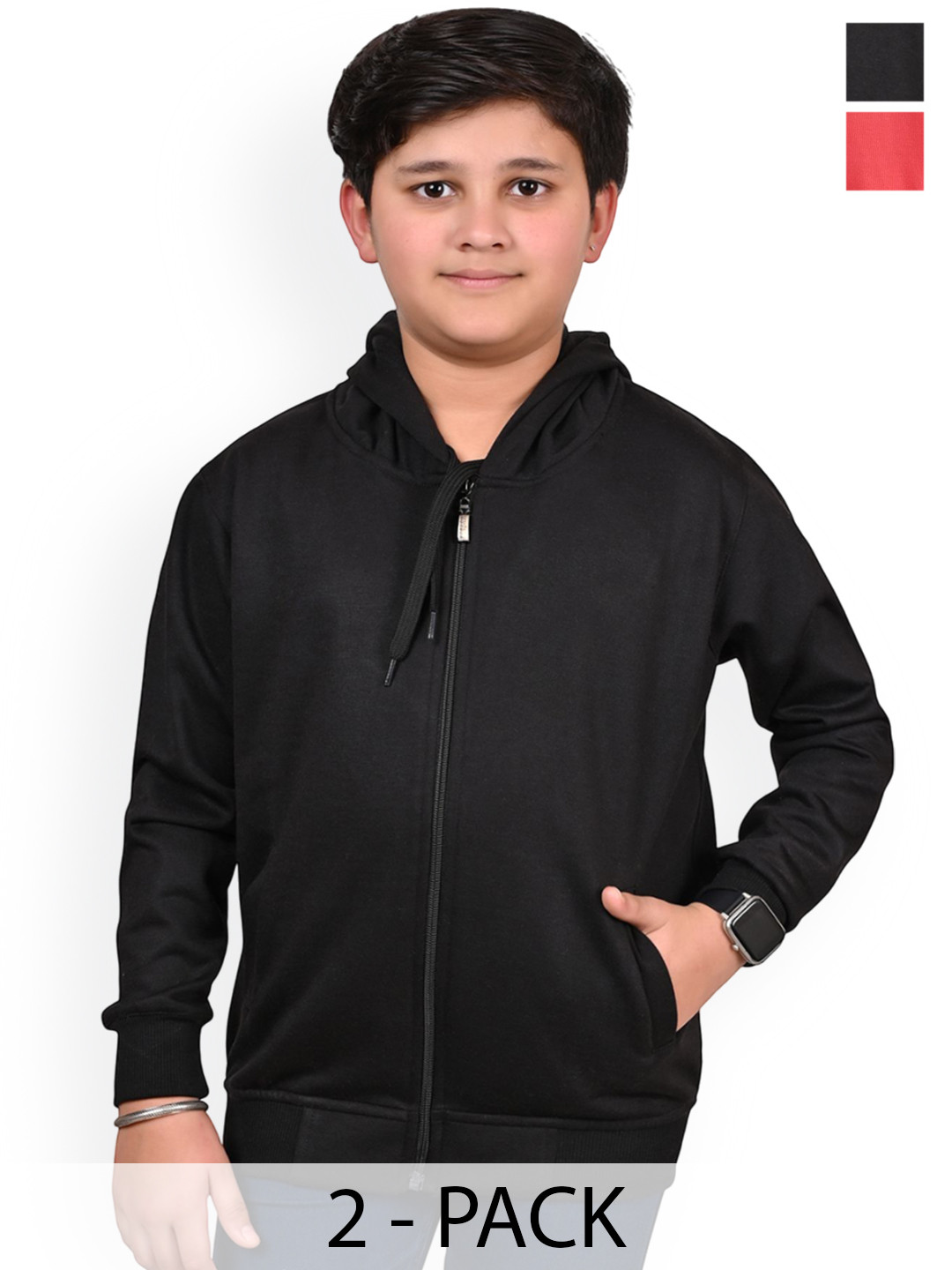 BAESD Boys Pack of 2 Hooded Solid Lightweight Bomber Jackets