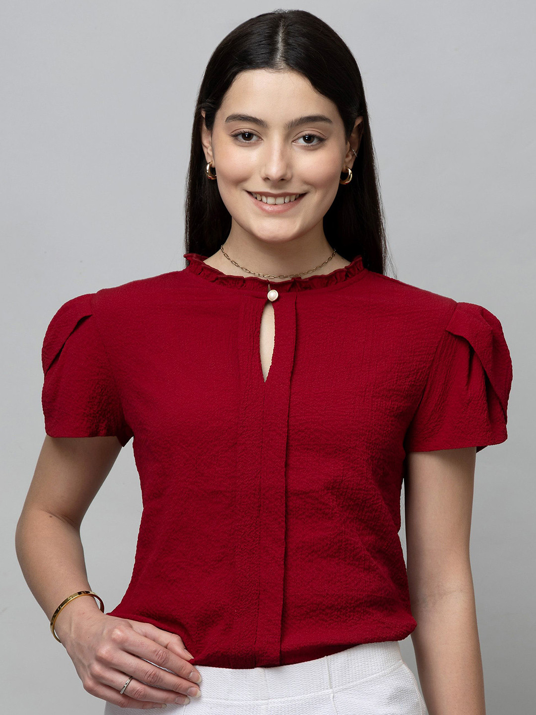 PURYS WORKSPACE Women Formal Tulip Sleeves Top