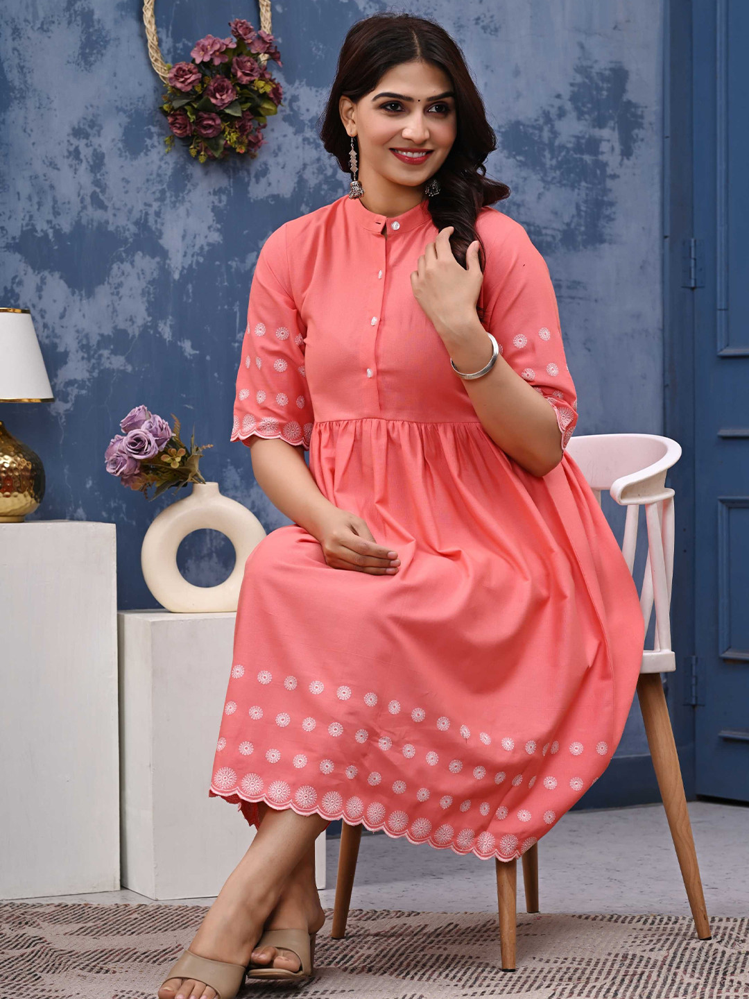 Cloth Bites Women Embroidered Shirt Dress
