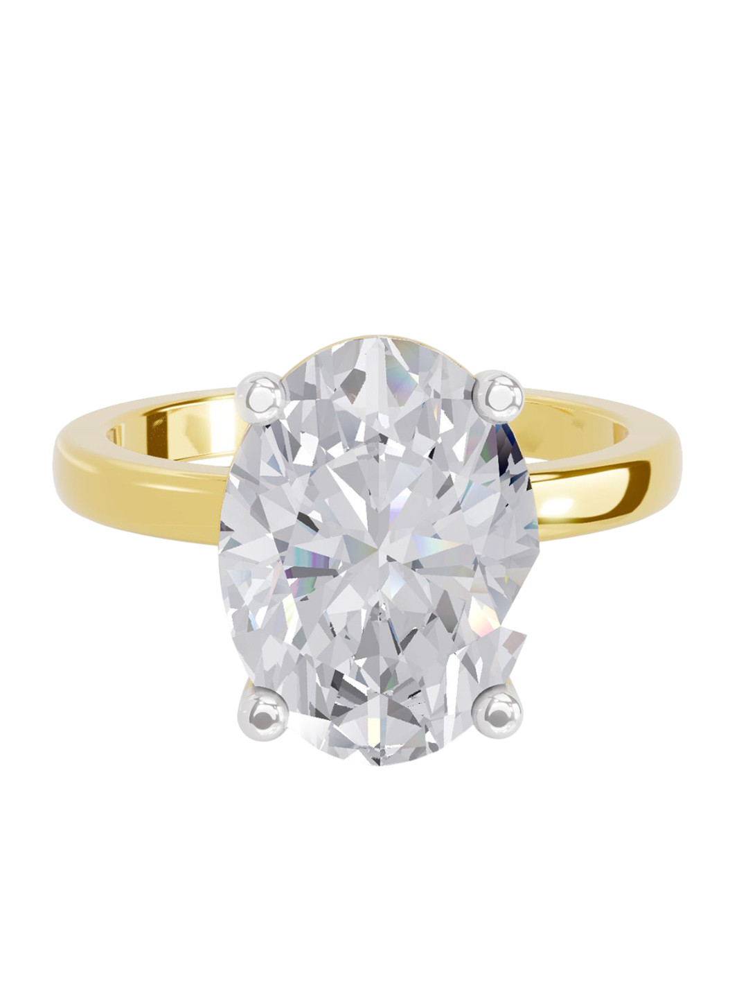 Sparkles 14K Yellow Gold Lab Grown Diamond 4 Carat Oval Shape Diamond Ring