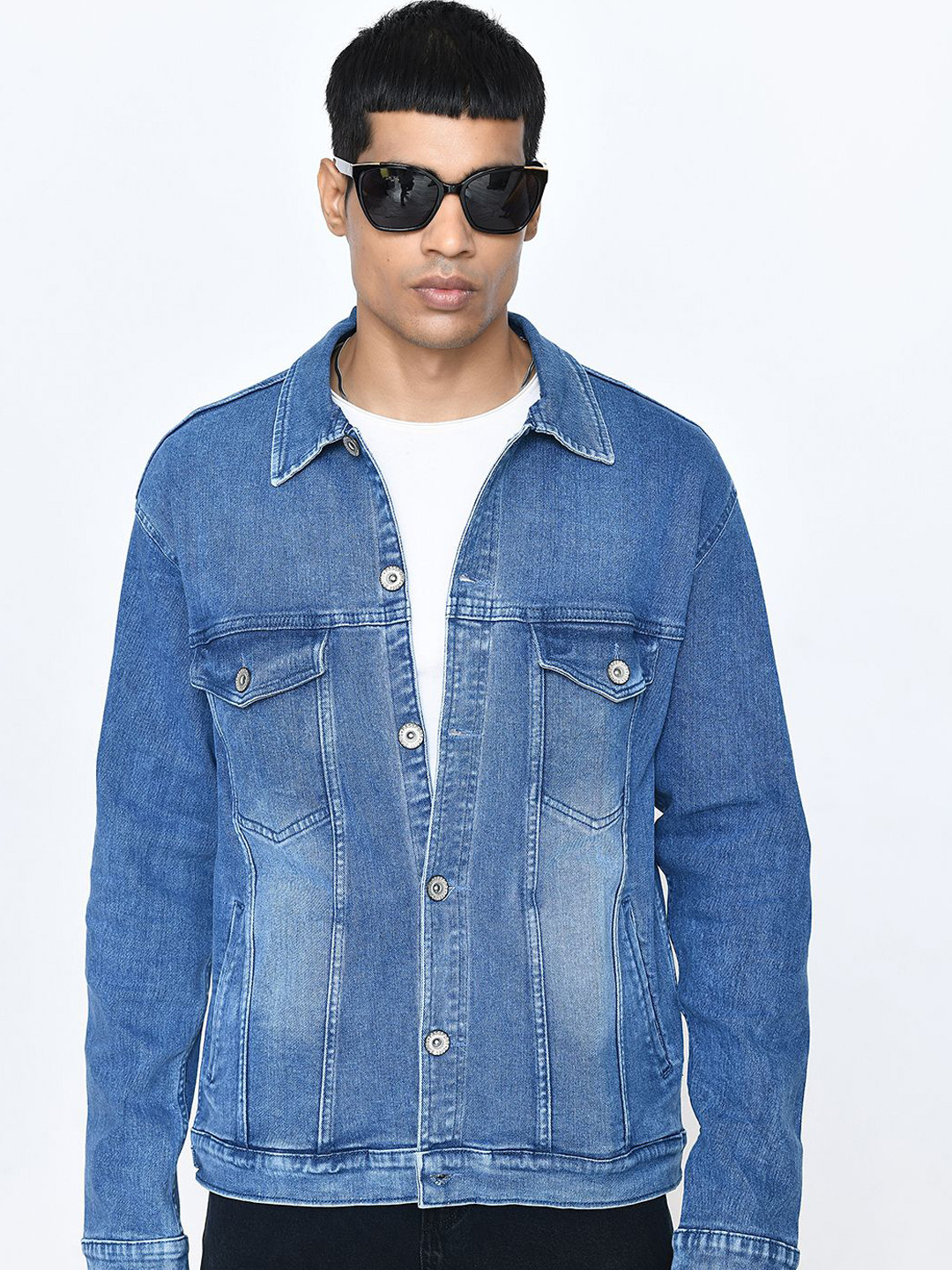 PASSPORT JEANS Men Spread Collar Solid Denim Jacket