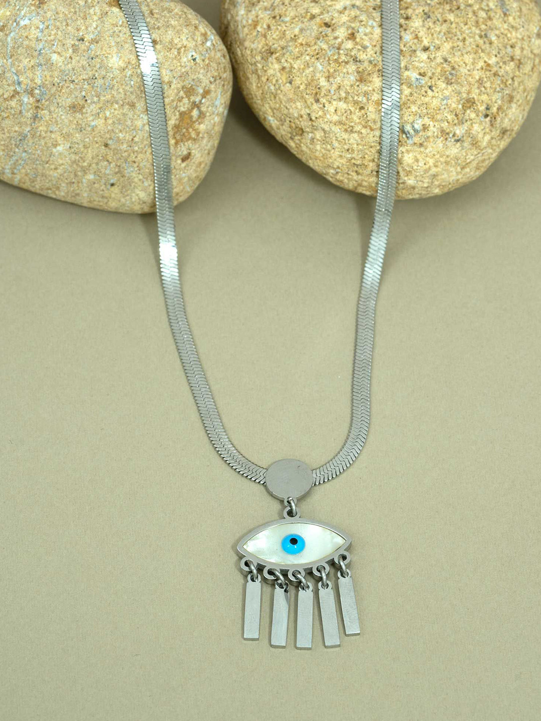 ARTKLIM Silver Plated Evil Eye Pendant With Minimal Chain