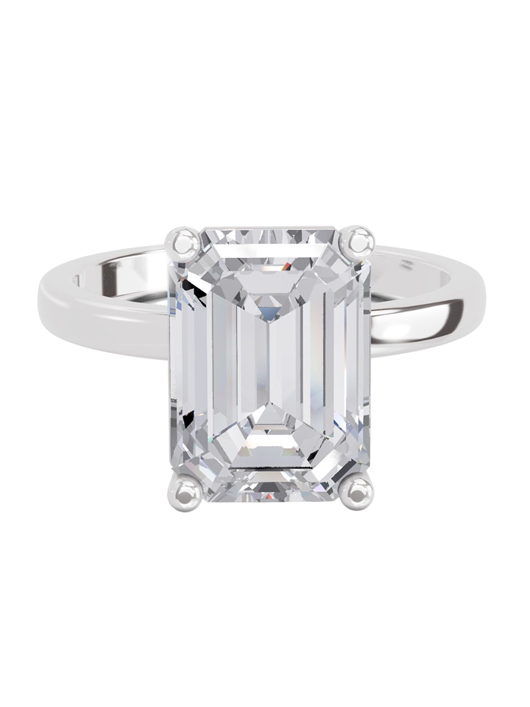 Sparkles 14K White Gold Lab Grown Diamond 4 Carat Emerald Shape Diamond Ring