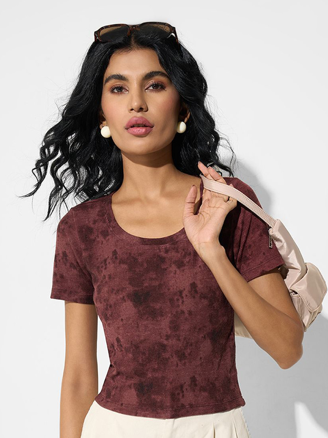 People Women Abstract Printed Bodycon Top