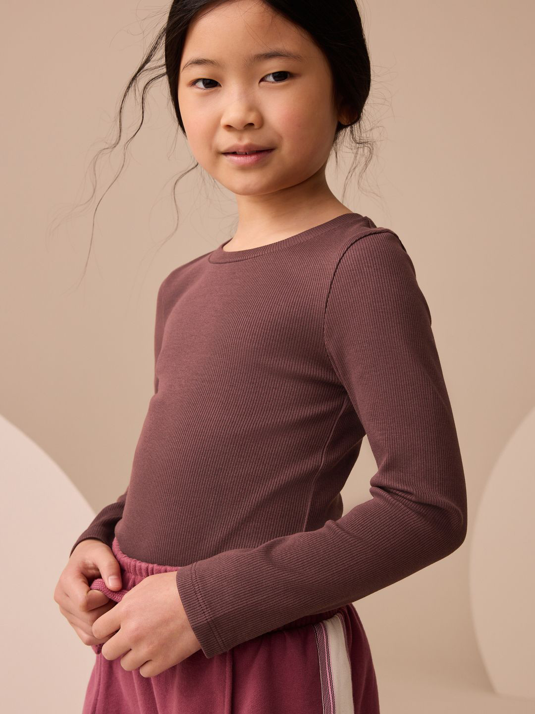 NEXT Girls Long Sleeve Ribbed Top