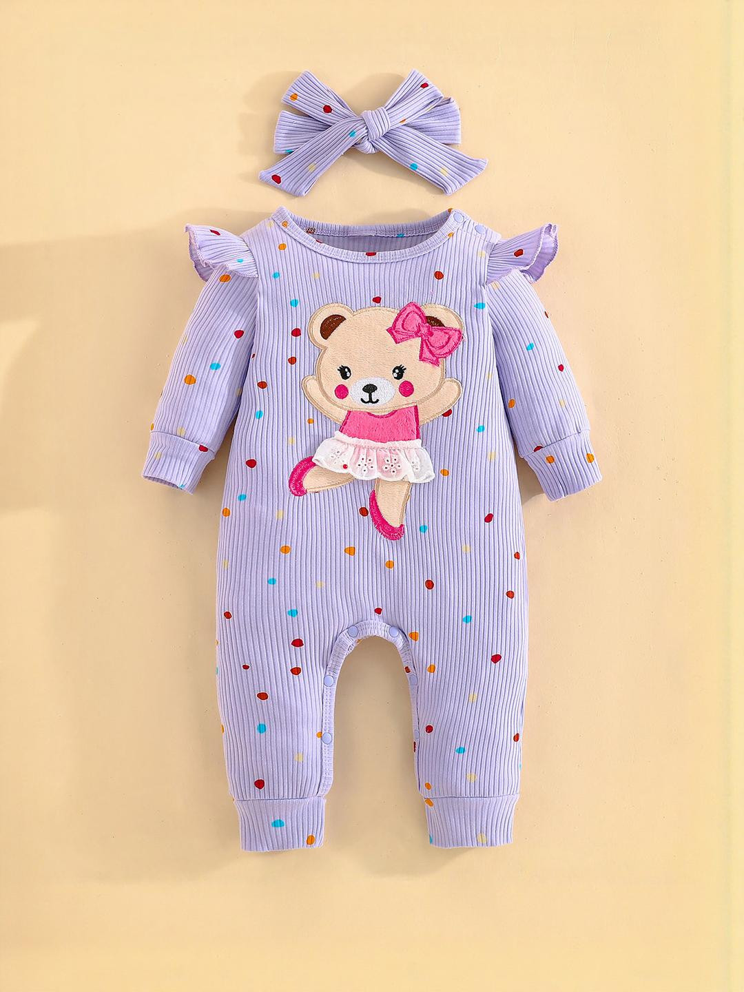 Hopscotch Girls Self Design Long Sleeves Bodysuit