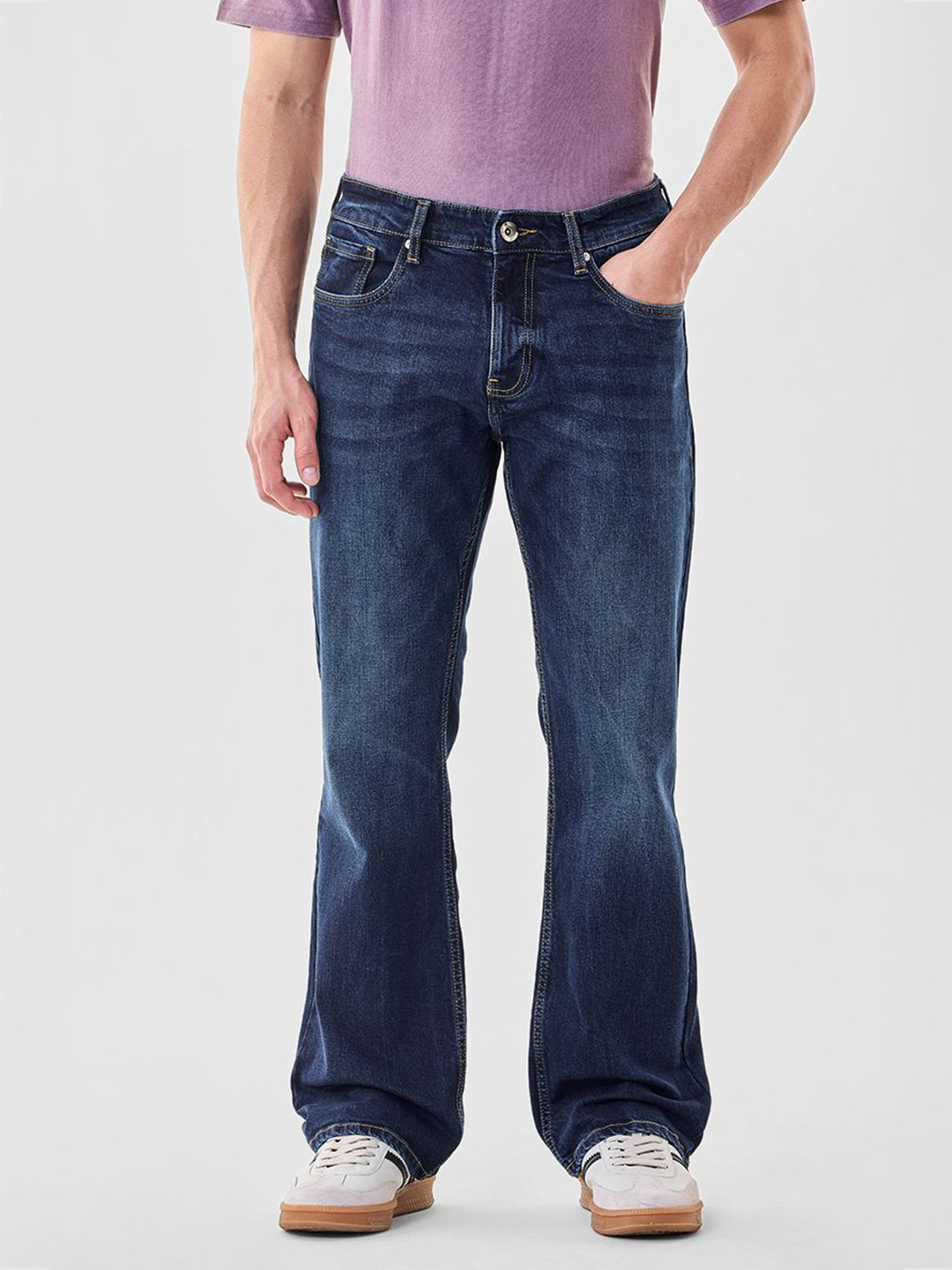 Snitch Men Indigo Mid-Rise Bootcut Jeans