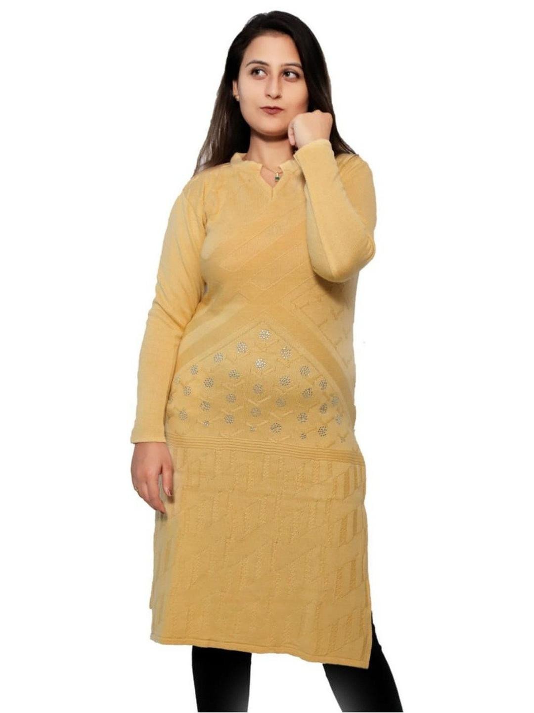 JAPROZ Women Gold Wool  Kurtas