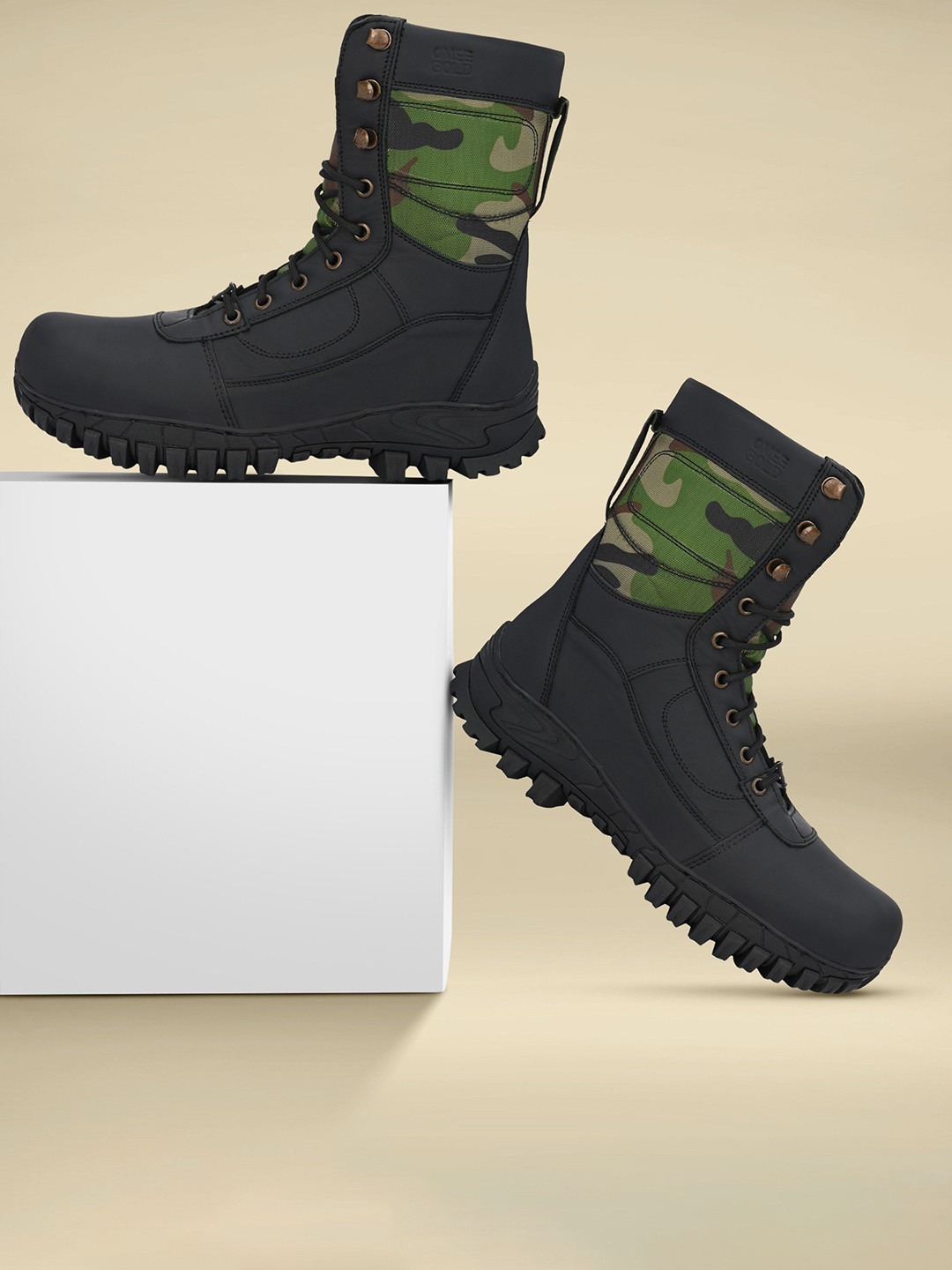 OMEE GOLD Men Leather Tactical Combat NCC Army Military Boots