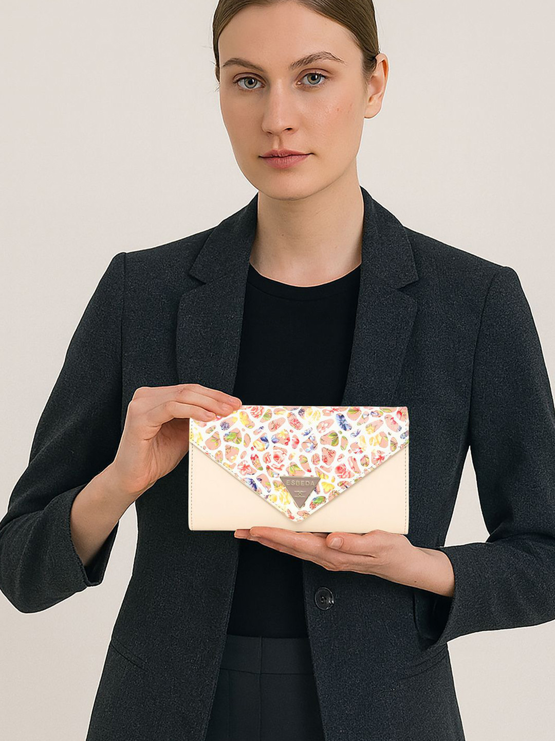 ESBEDA Cream Floral Envelope Wallet