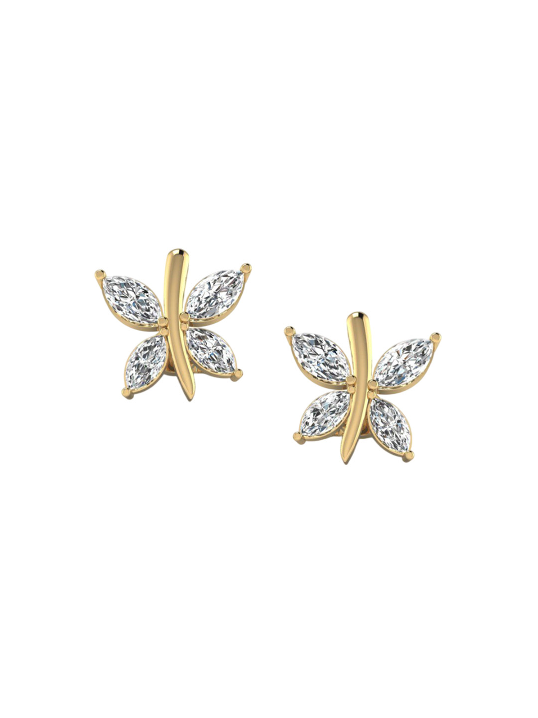 SHINE ETERNAL 14 Kt Yellow Gold Lab Grown Diamond Ethereal Butterfly Diamond Earrings