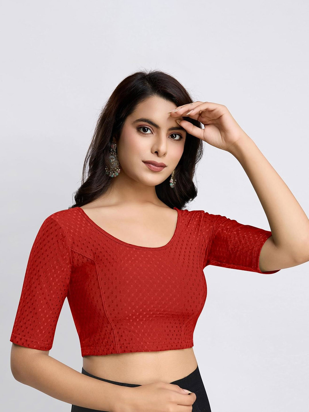 SHREEJI DESIGNER Woven Design Fully Stretchable Cotton Saree Blouse