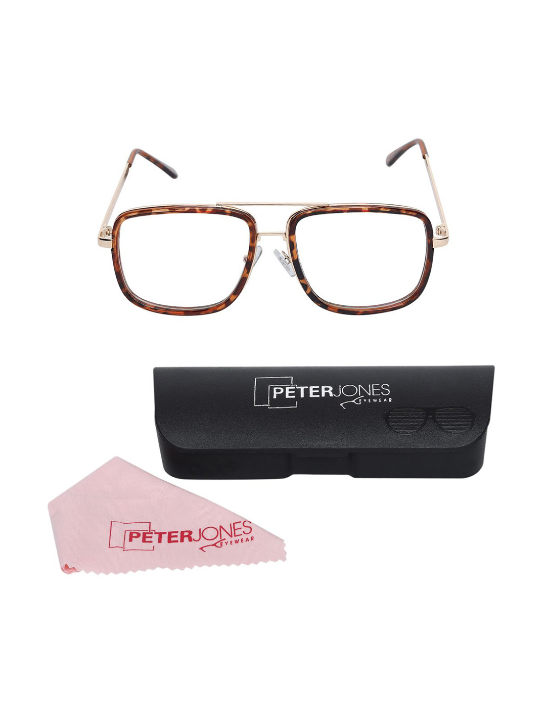 Peter Jones Eyewear Unisex Full Rim Square Oversized Frame with Zero Power Anti Glare Lens