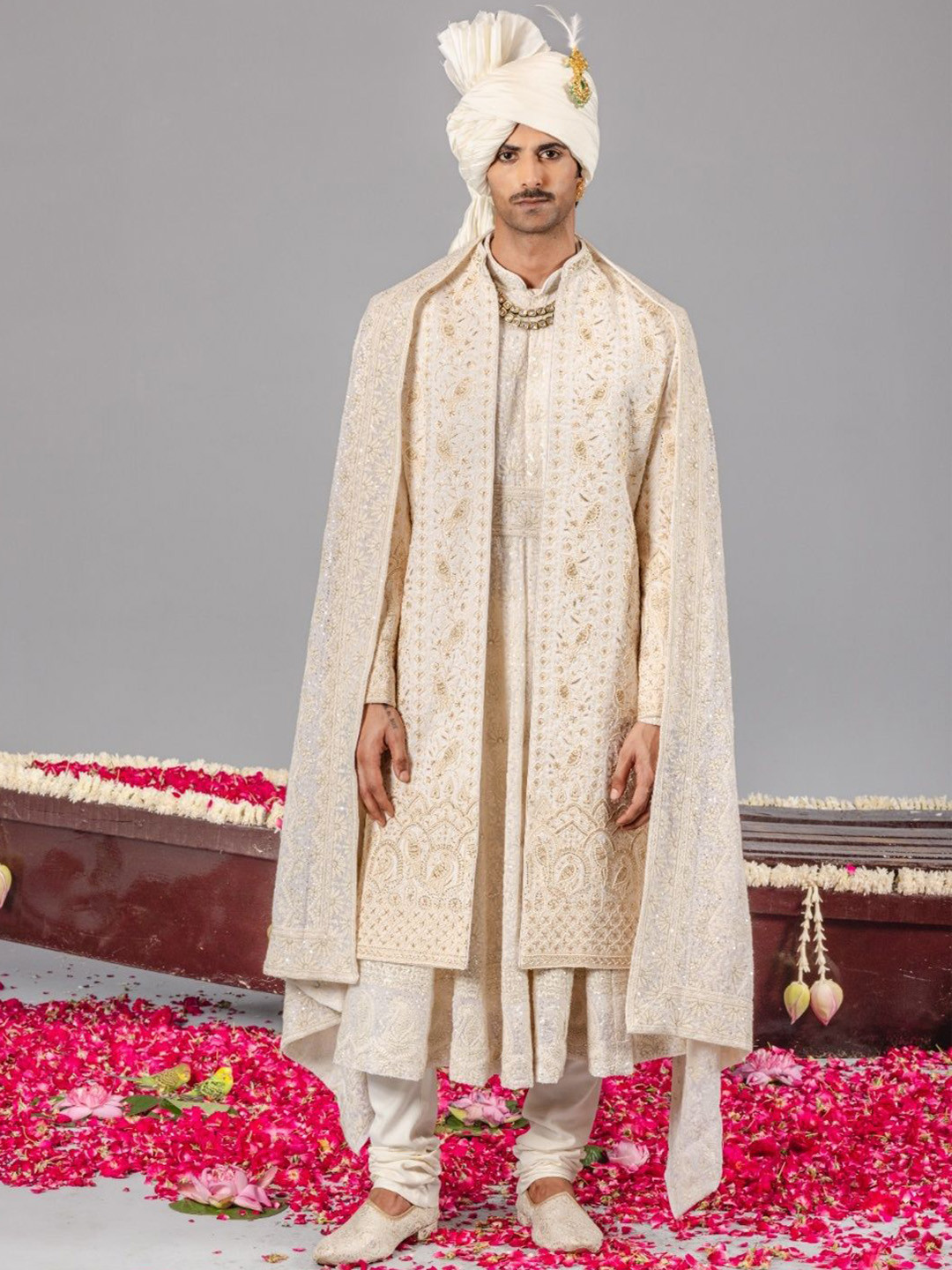 KALPRAAG Embroidered Anarkali Sherwani Set