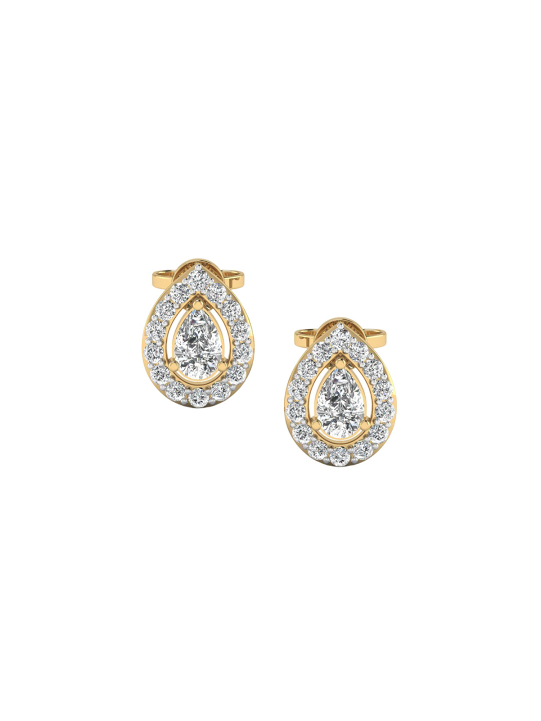 SHINE ETERNAL 18 Kt Yellow Gold Lab Grown Diamond Pear Halo Earrings