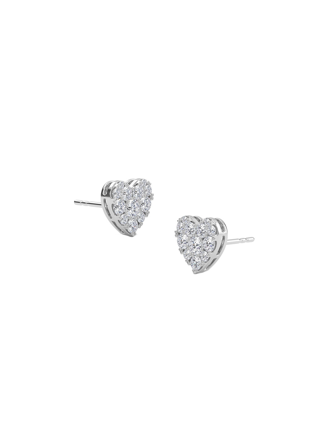 SHINE ETERNAL 14 Kt White Gold Lab Grown Diamond Heart Stud Earrings
