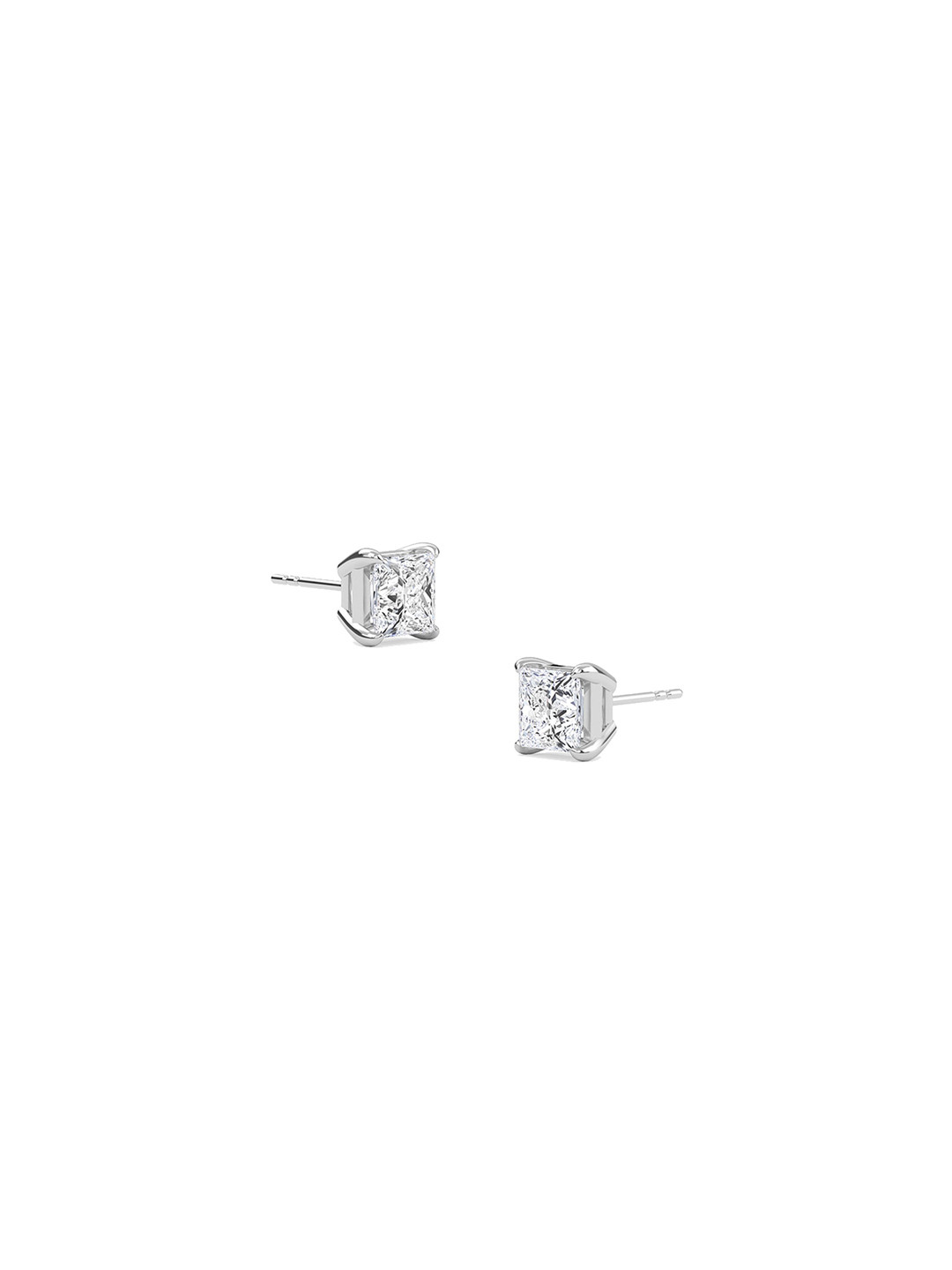 SHINE ETERNAL 18 Kt White Gold Lab Grown Diamond Classic Solitaire Earrings