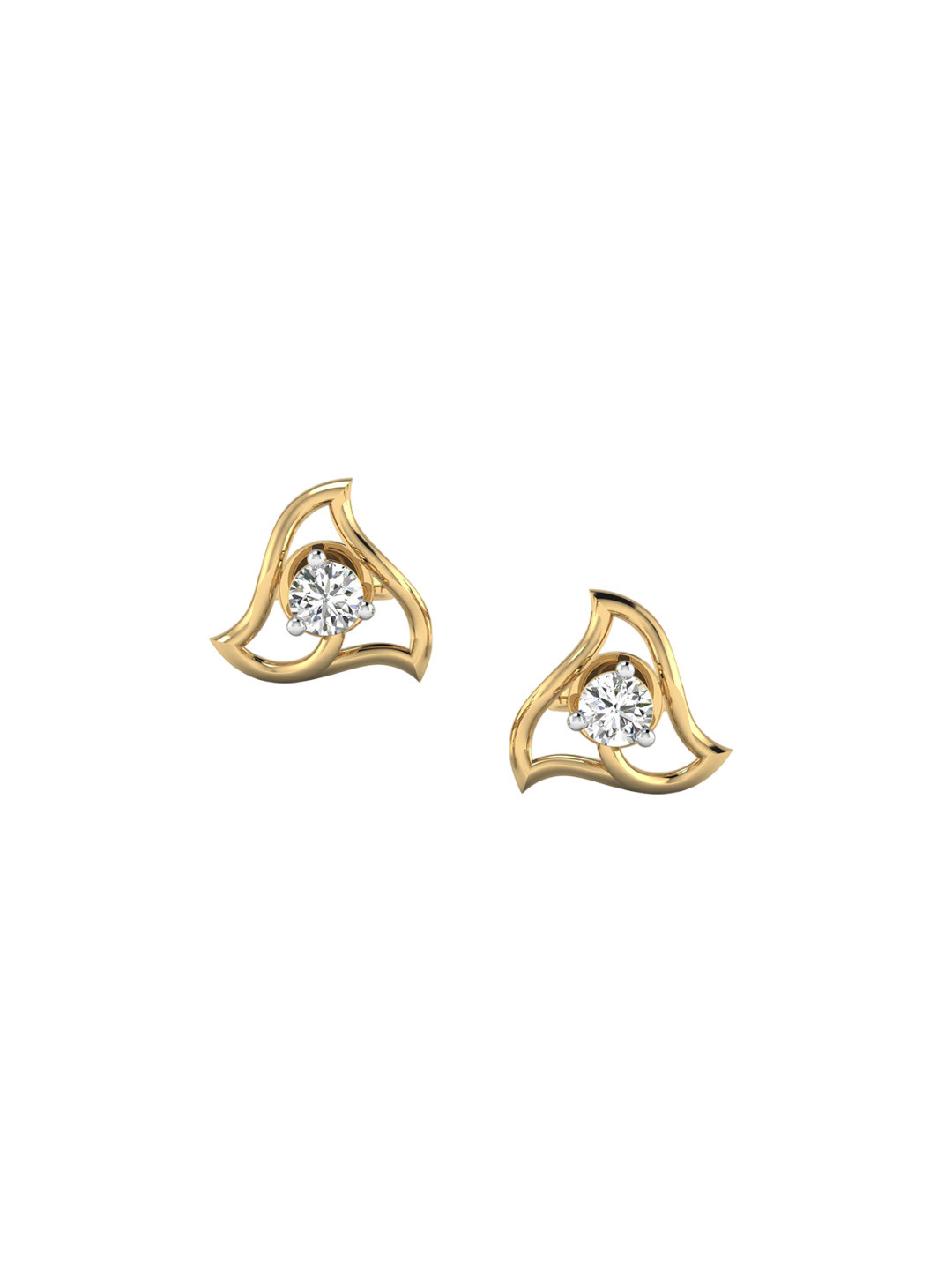 SHINE ETERNAL 18 Kt Yellow Gold Lab Grown Diamond Swirling Grace Stud Earrings