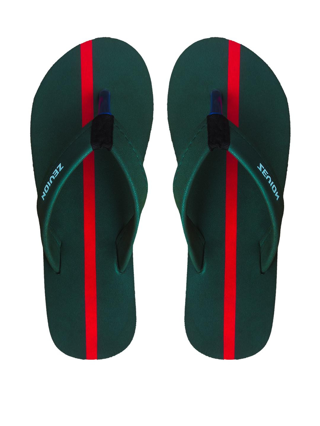 Zevion Women Green & Red Striped Thong Flip-Flops