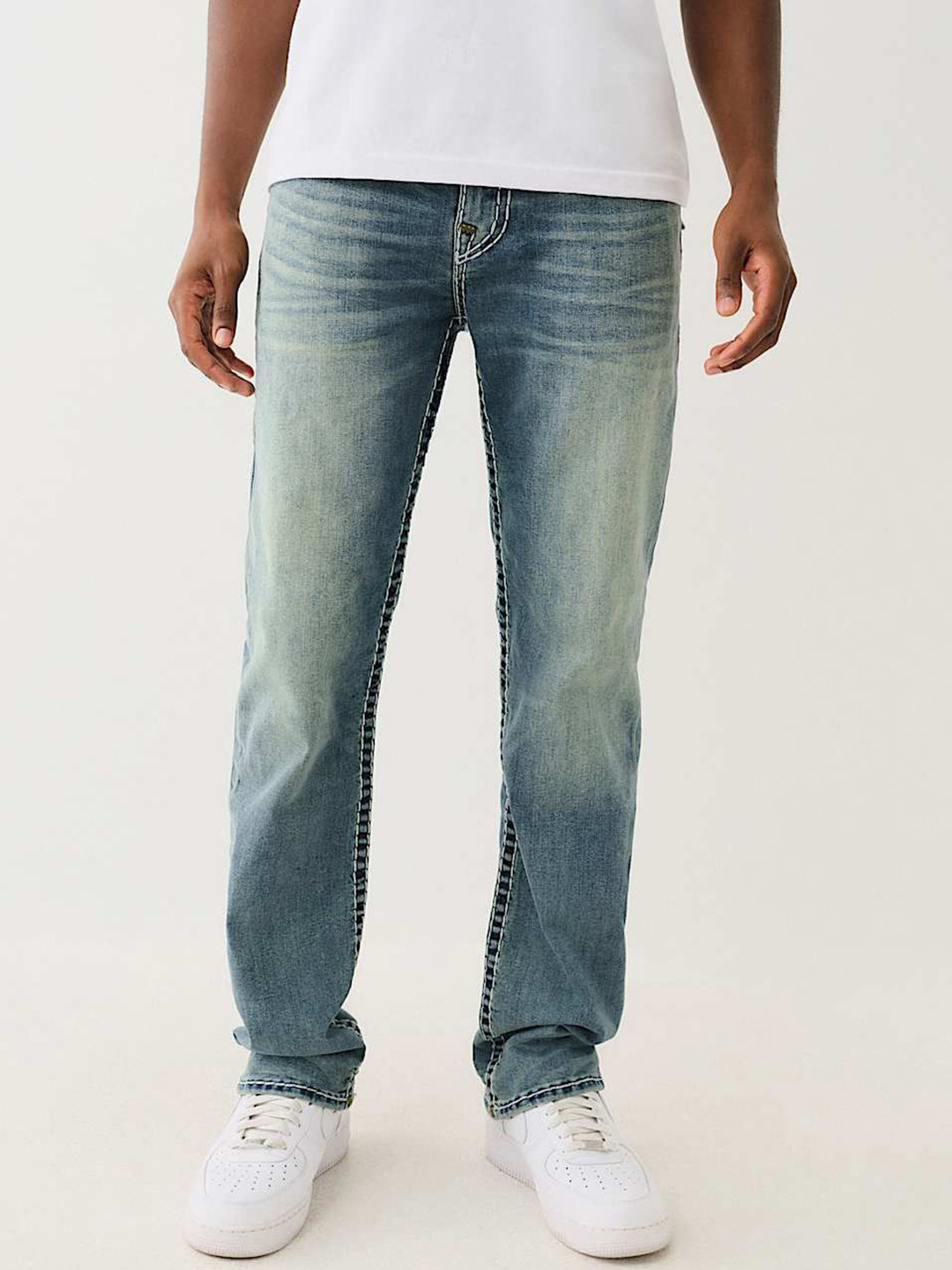 True Religion Men Ricky Super T Straight Fit Mid-Rise Heavy Fade Jeans
