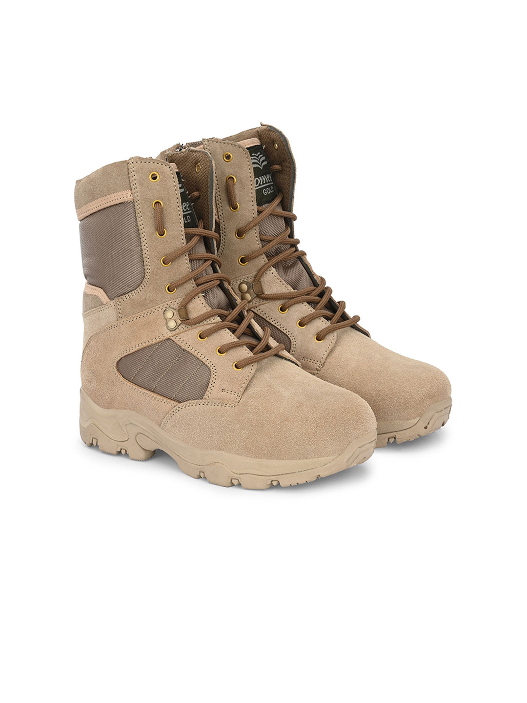 omee gold Men Round Toe High-Top Lace-Ups Boots