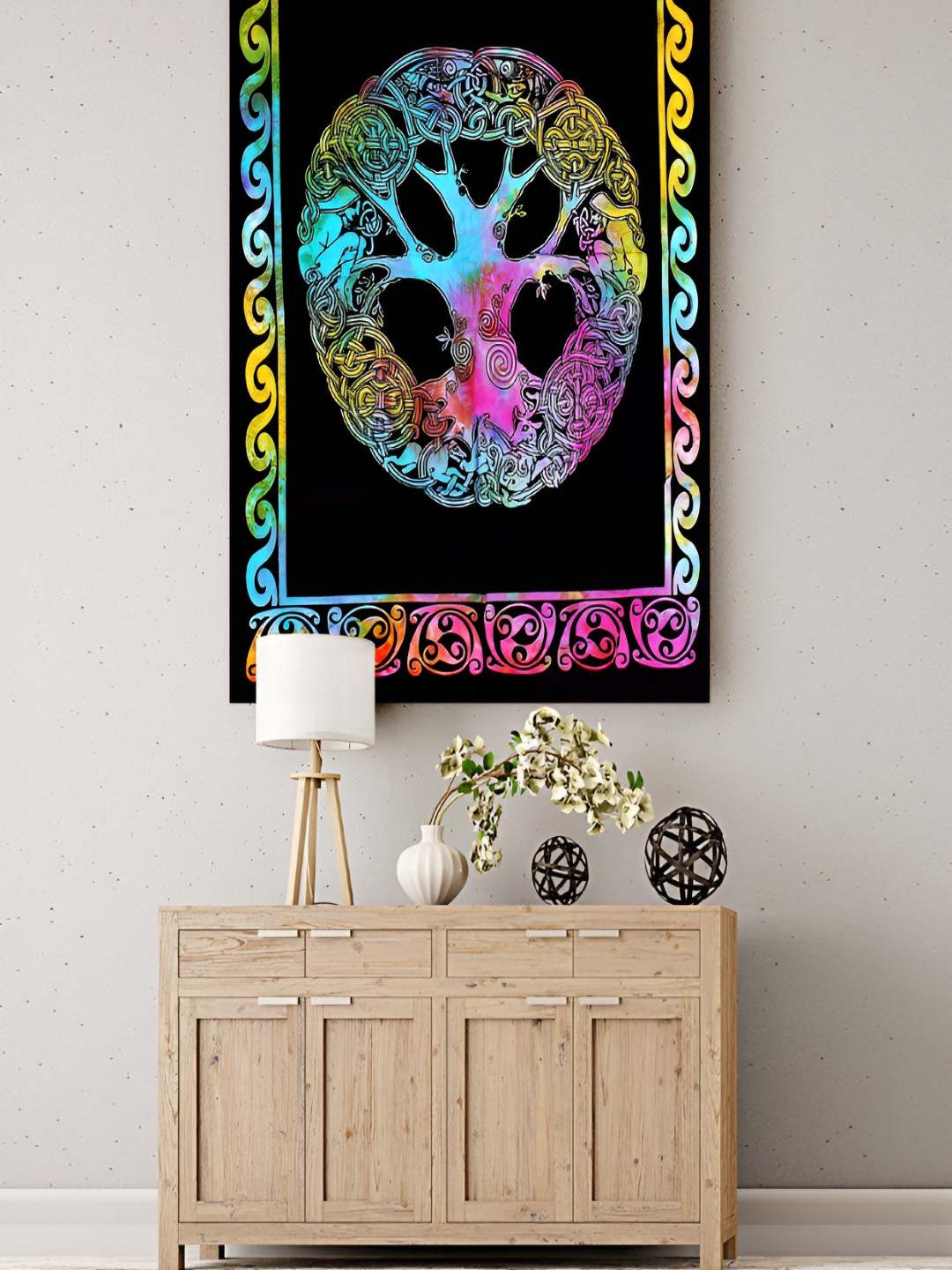 HANDICRAFT PALACE Celtic Tree Printed Pure Cotton Wall HangingTapestry