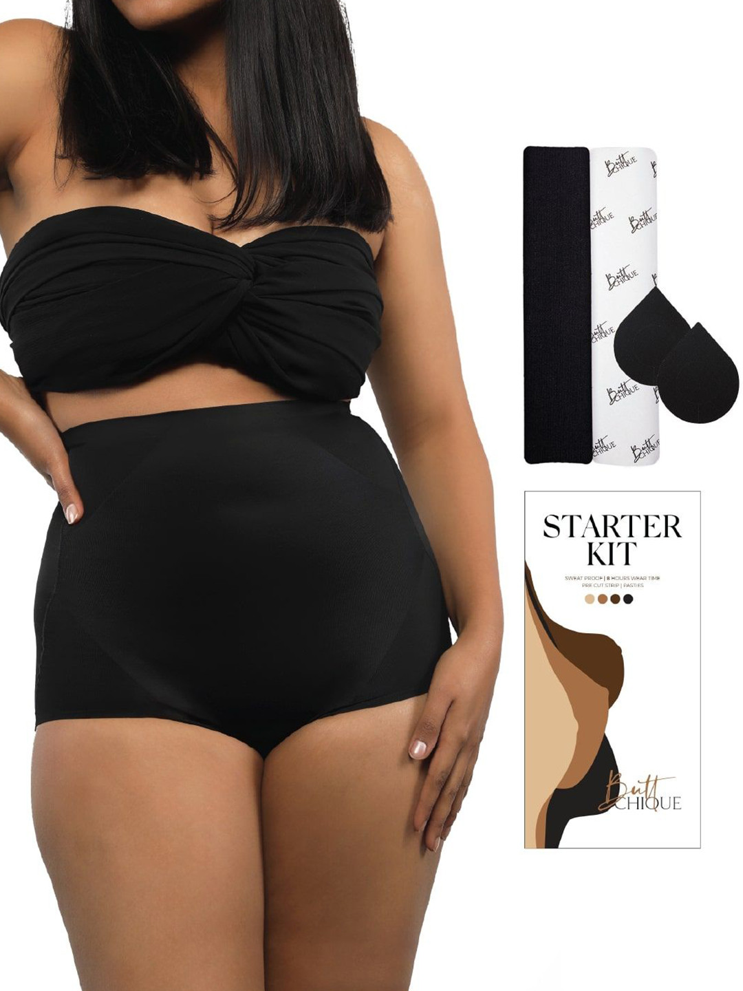 Butt-Chique 3 Pieces Tummy Control Shapewear Starter Kit Of Pasties & Body Tape