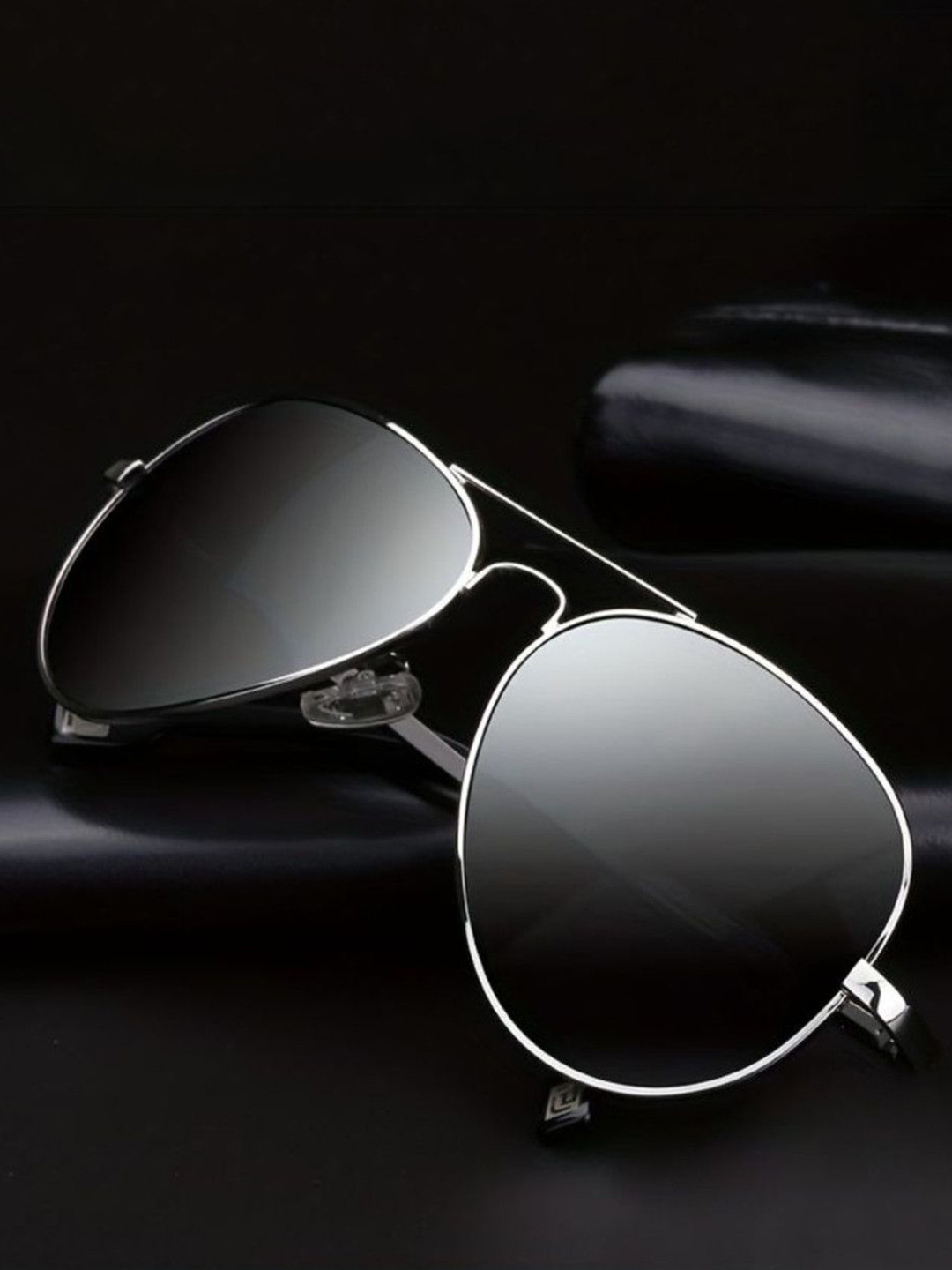 SPADEACES Men Grey Lens & Silver-Toned Aviator Sunglasses With UV Protected Lens