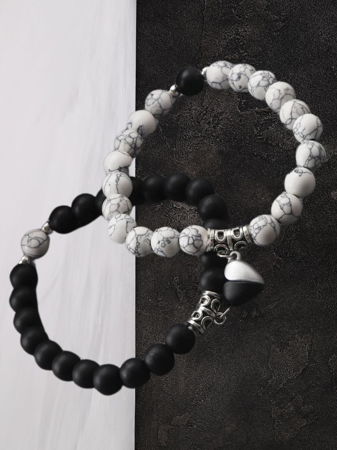 Vivnits Unisex Set Of 2 Artificial Beaded Elasticated Bracelets