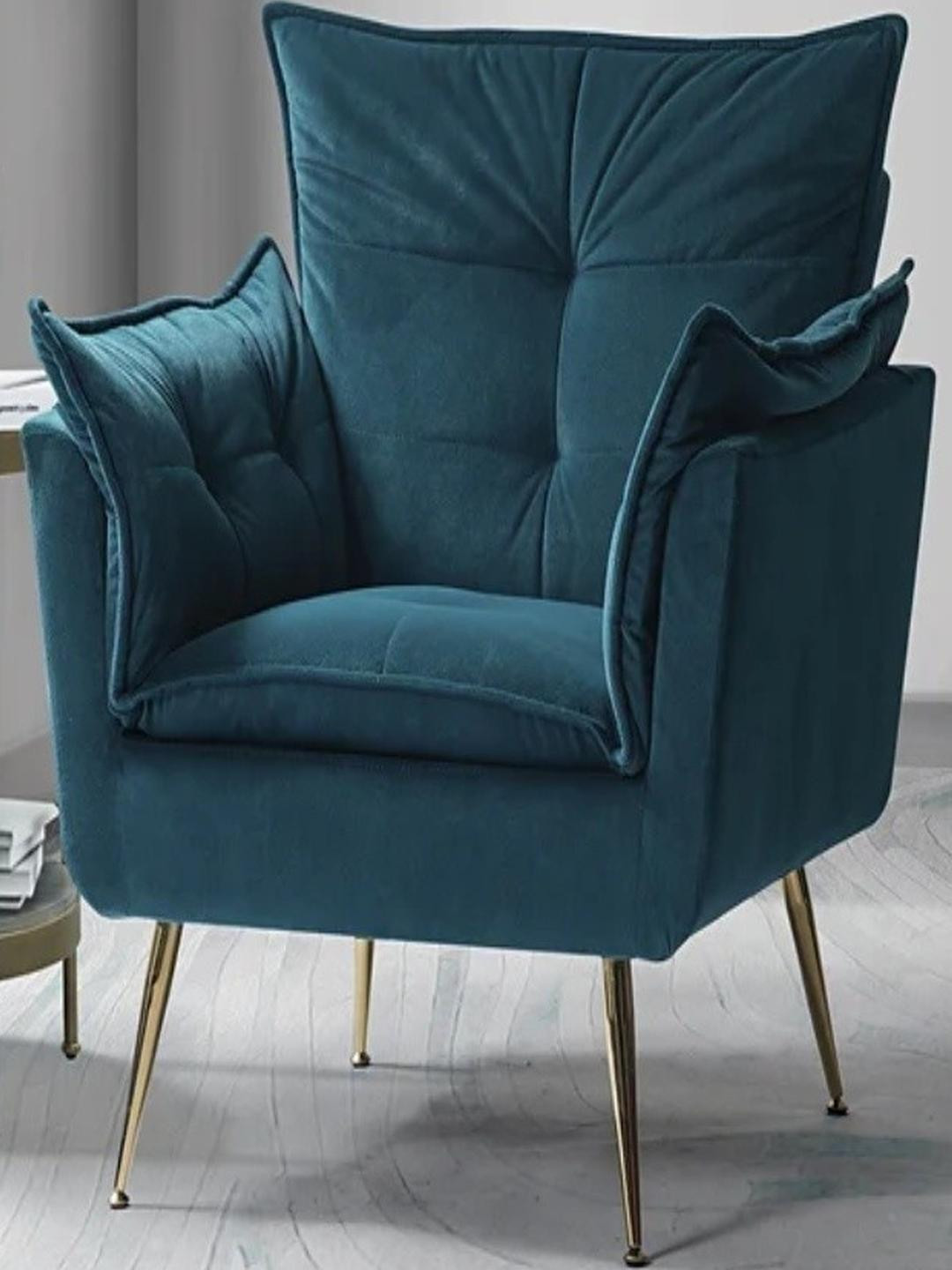 DOE BUCK Deep Button Tufting Velvet Wingback Armchair