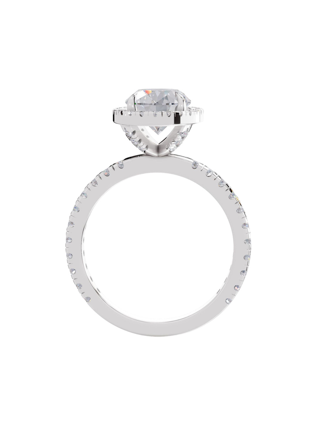 Sparkles 14K White Gold Lab Grown Diamond 2.6 Carat Oval & Round Shape Diamond Ring