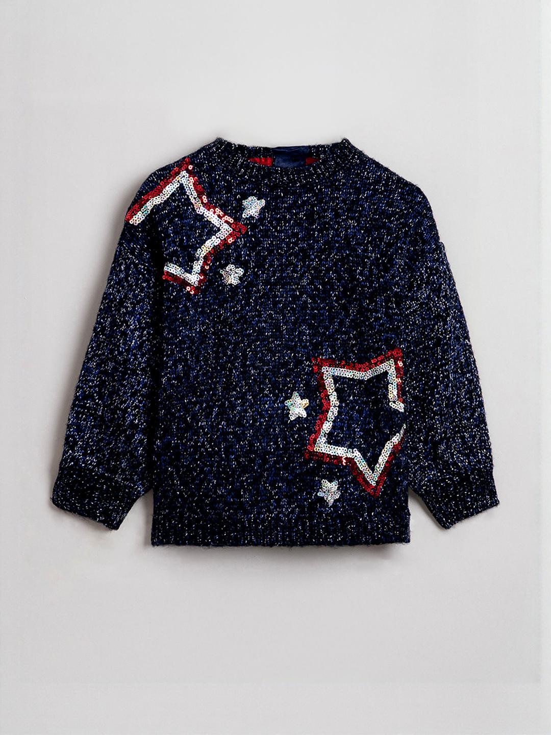 Hopscotch Girls Speckled Sequin Embellished Woollen Pullover