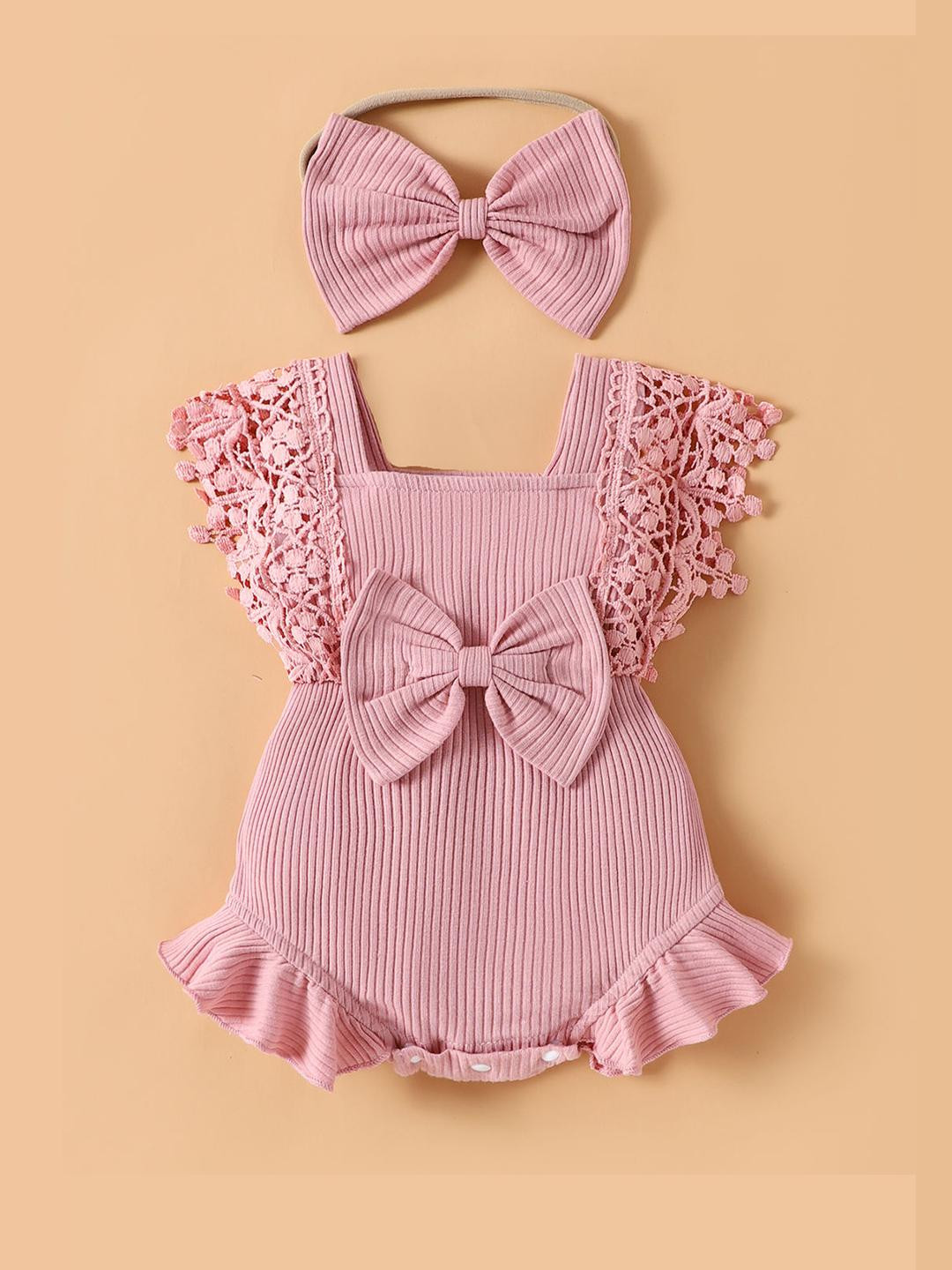 Hopscotch Pink Bow Applique Onesie & Headband