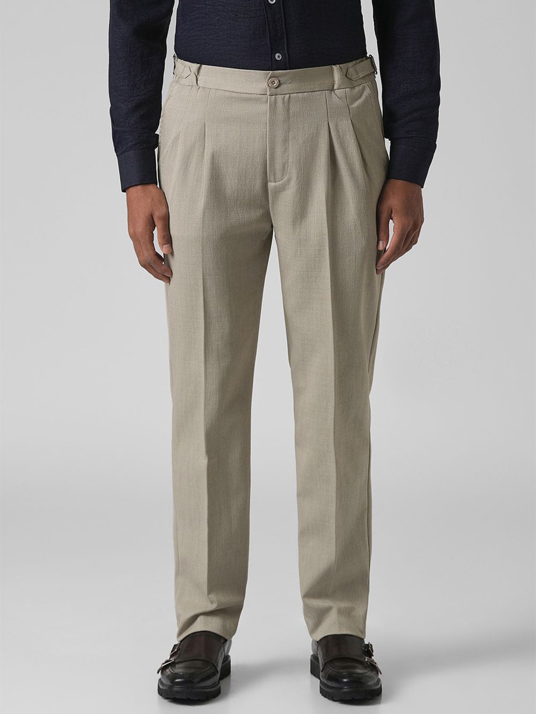 Banana Club Men Beige Pleated Gurkha Pant