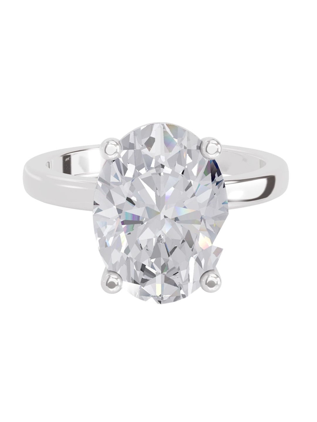 Sparkles 14K White Gold Lab Grown Diamond 4 Carat Oval Shape Diamond Ring