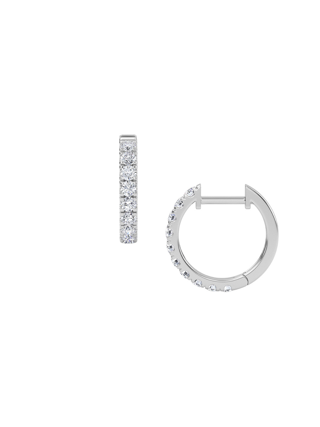 SHINE ETERNAL 18 Kt White Gold Lab Grown Diamond Everday Huggie Earrings