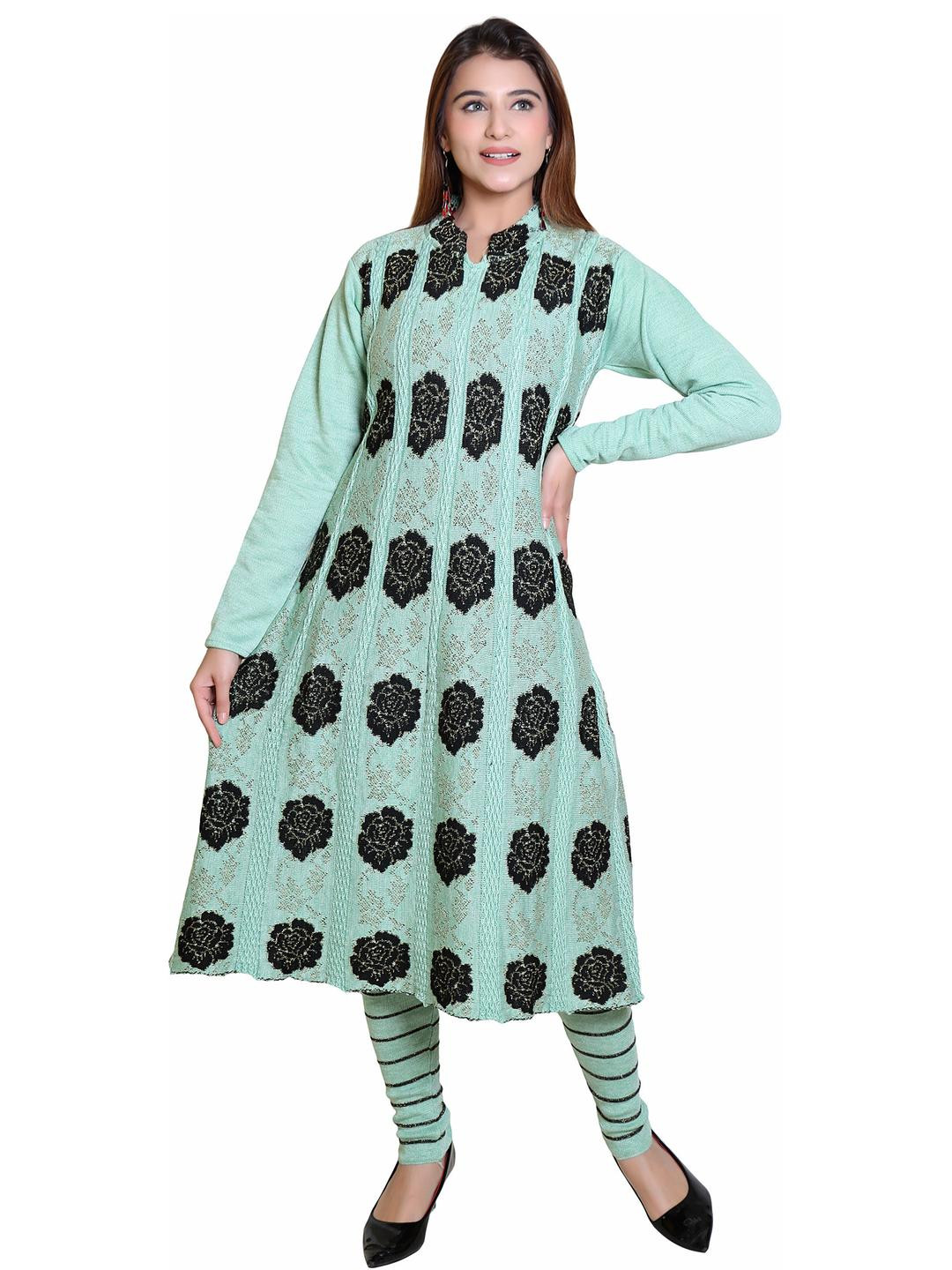 JAPROZ Women Green Acrylic  Kurtas