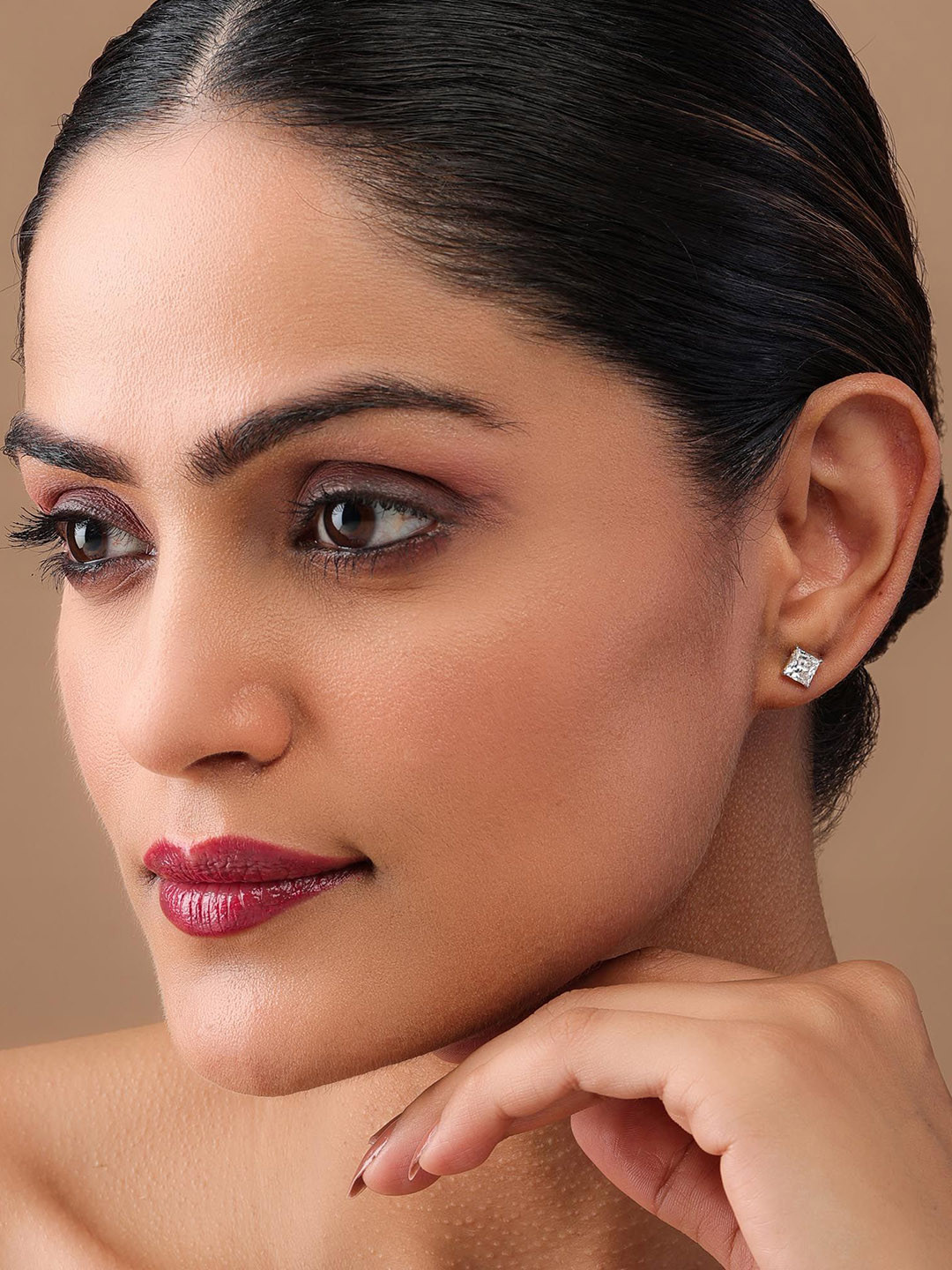 SHINE ETERNAL 14 Kt White Gold Lab Grown Diamond Classic Solitaire Earrings