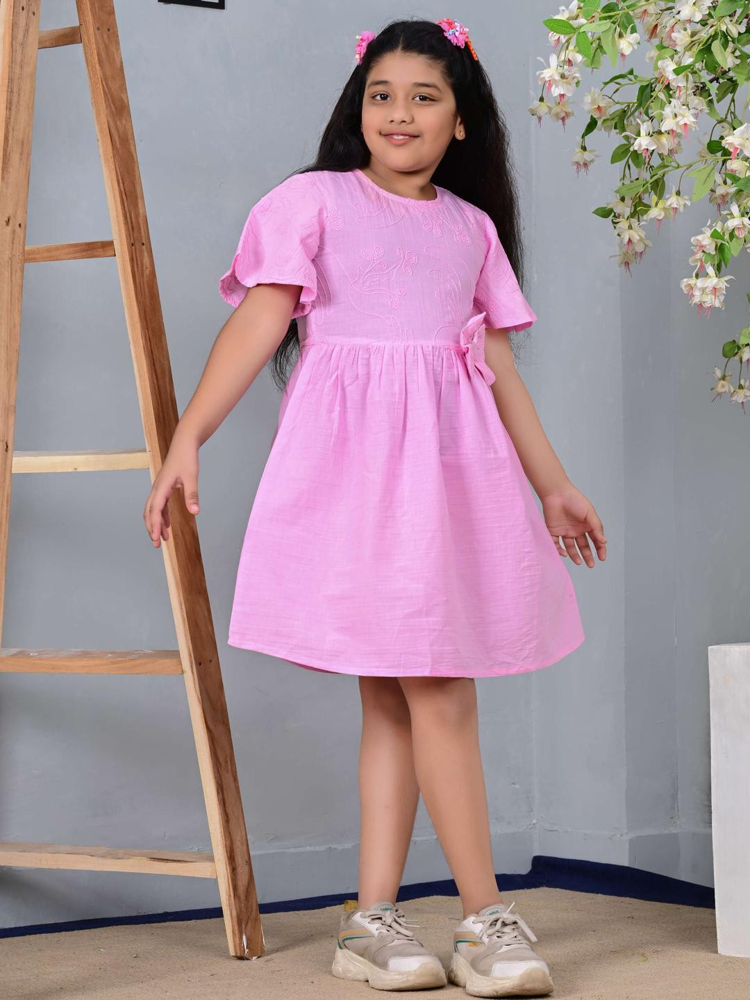 Billion Embroidered Bell Sleeve Formal Fit & Flare Dress