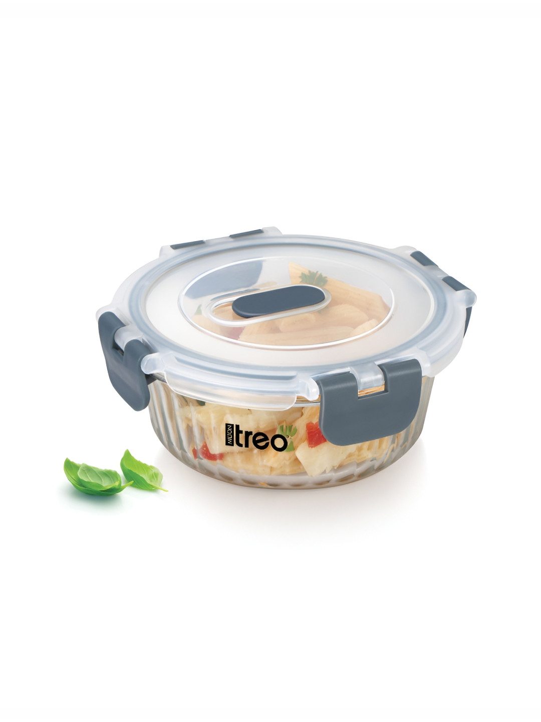 Treo Clip Fresh RIB Round 400 ml Premium High Borosilicate Glass Container with Air Vent
