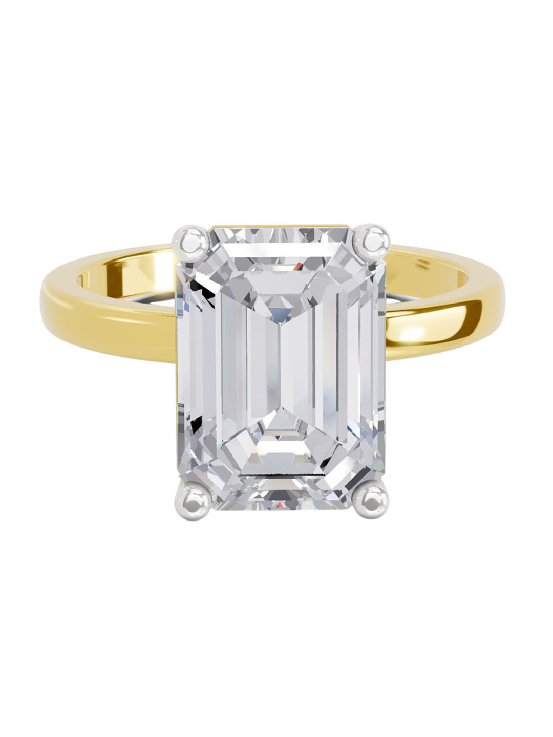 Sparkles 14K Yellow Gold Lab Grown Diamond 5 Carat Emerald Shape Diamond Ring