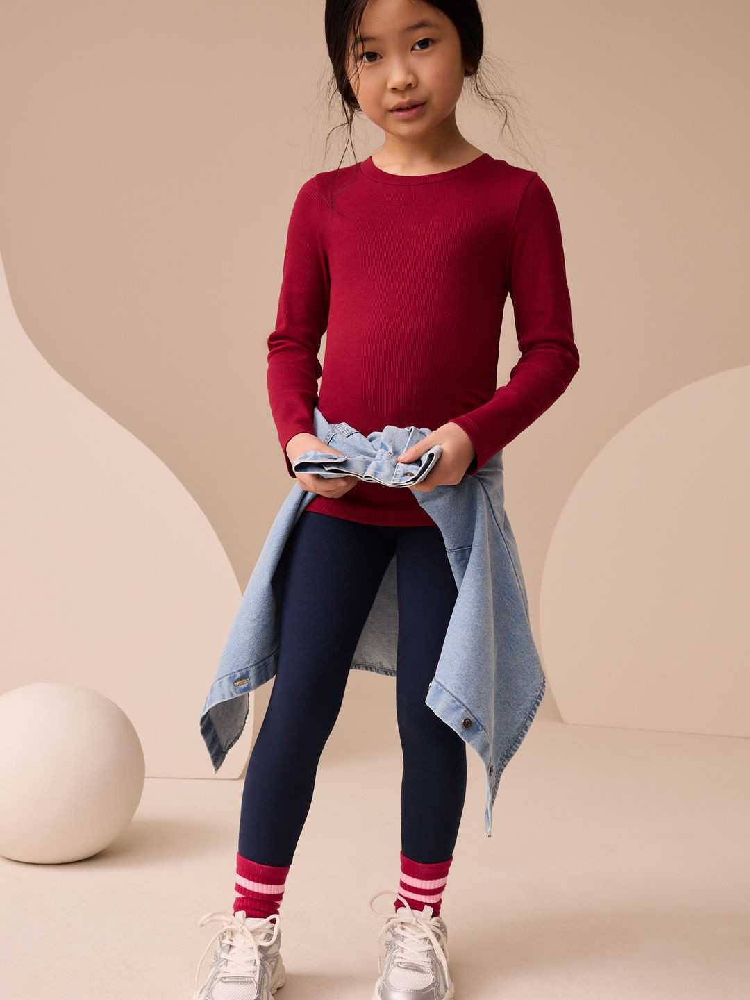 NEXT Girls Long Sleeve Ribbed Top