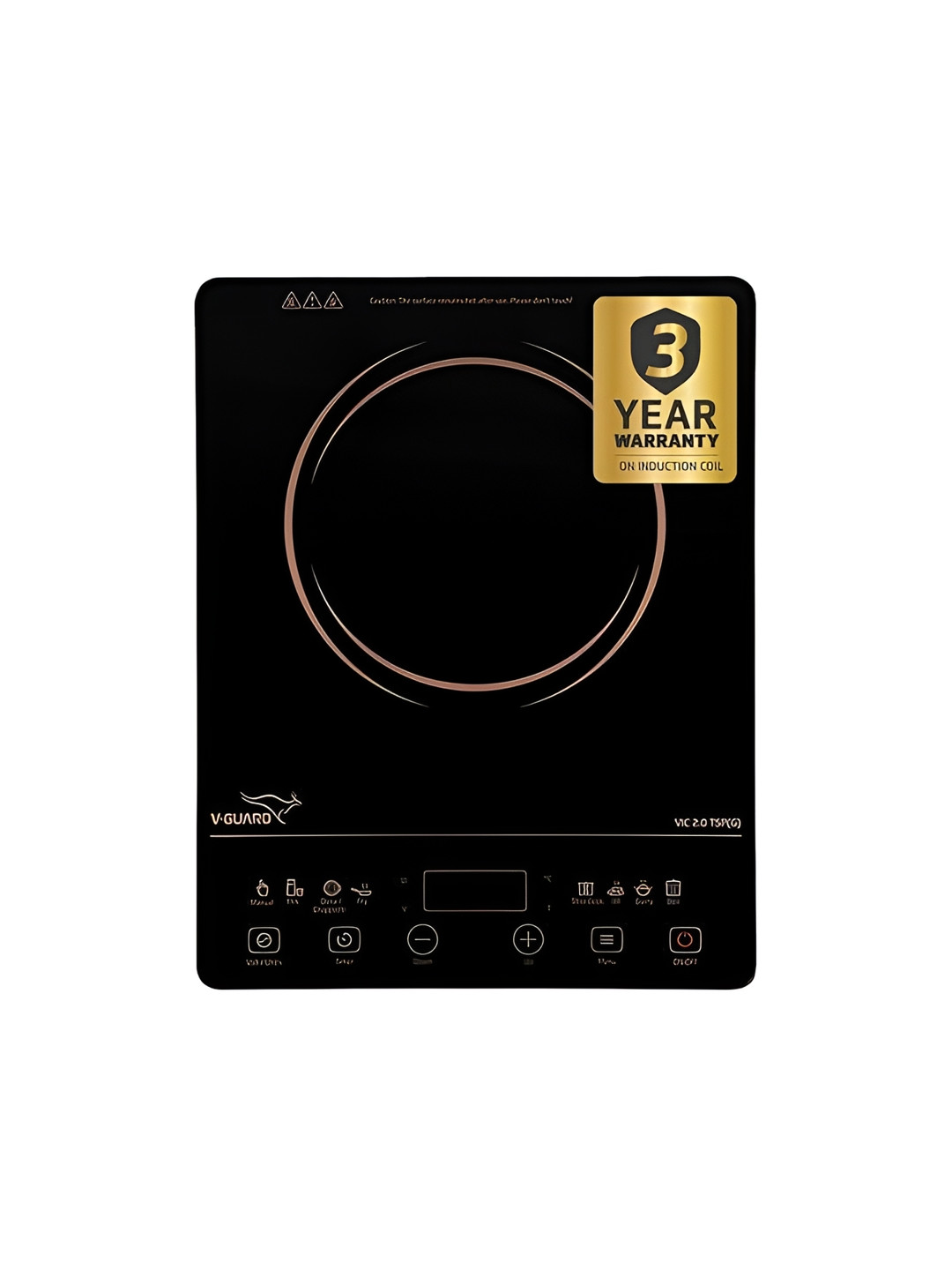 V-Guard Black VIC TSP 2000 Watt 3 KV Surge Protection & Anti Skid Feet Induction Cooktop