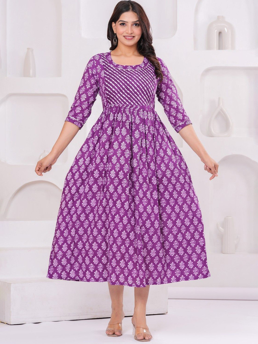 UrbanRang Women Ethnic Motifs Print Cotton Maternity Gown